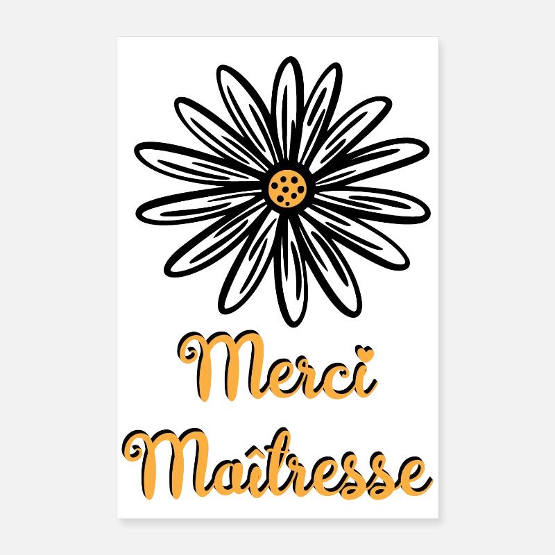 merci maitresse avec une fleur Poster 40 x 60 cm