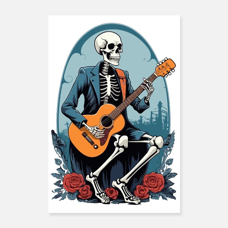 Skeleton Playing Guitar Poster 16" x 24" (40x60 cm)
