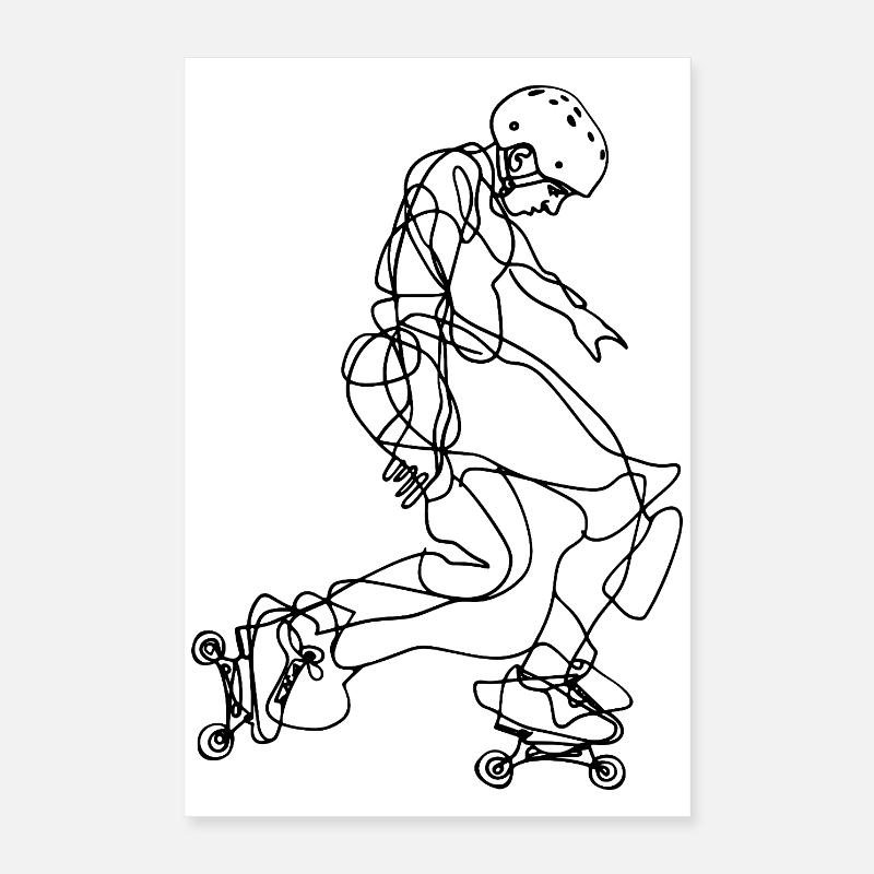 Roller Skater Zeichnung Poster 40x60 cm