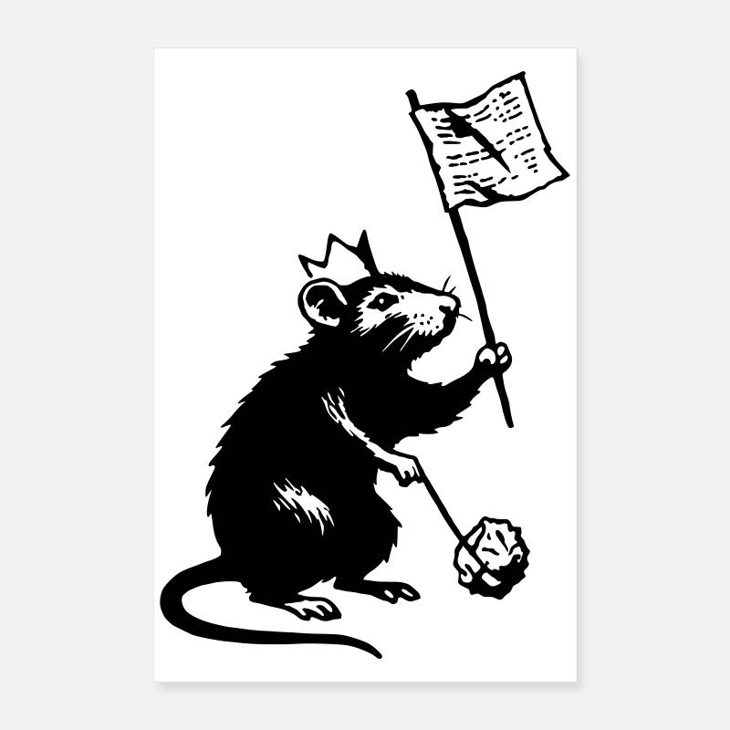 Rat with flag Poster 16" x 24" (40x60 cm)