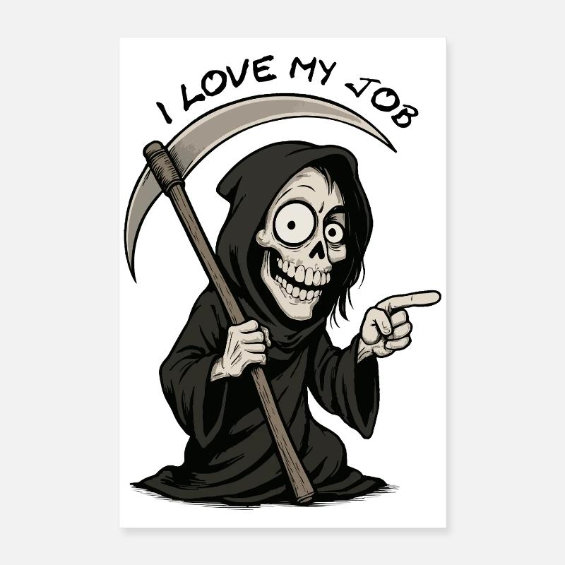 Grim Black Grim Reaper Smiling - Poster 16" x 24" (40x60 cm) - white