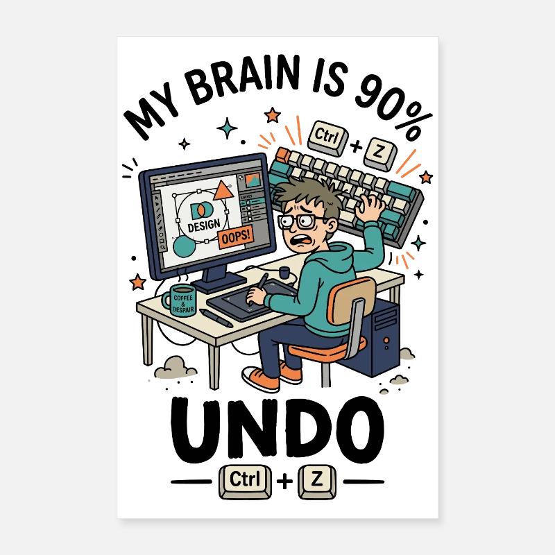 Designer Ctrl Z Panic Humor Poster 40x60 cm