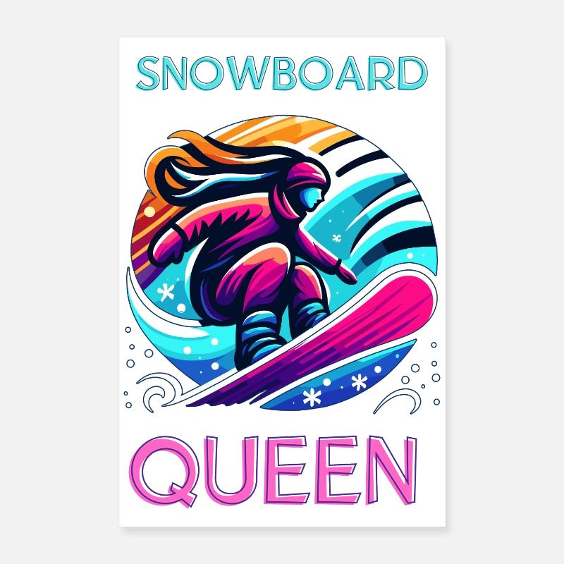 Neon Snowboard Queen Illustration Poster 40x60 cm