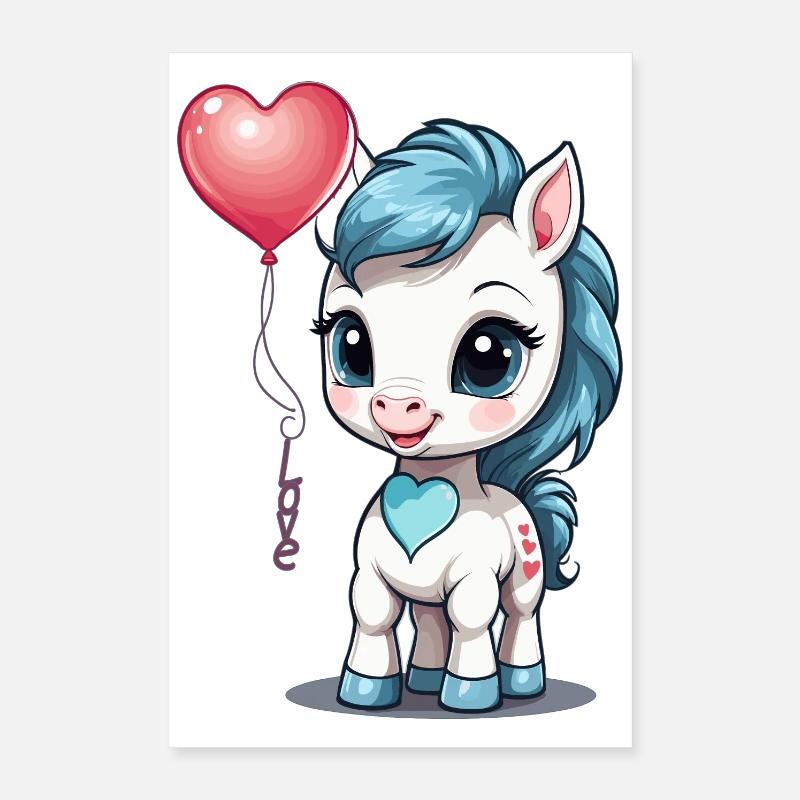 Süßes Pony mit Herz Poster 40x60 cm