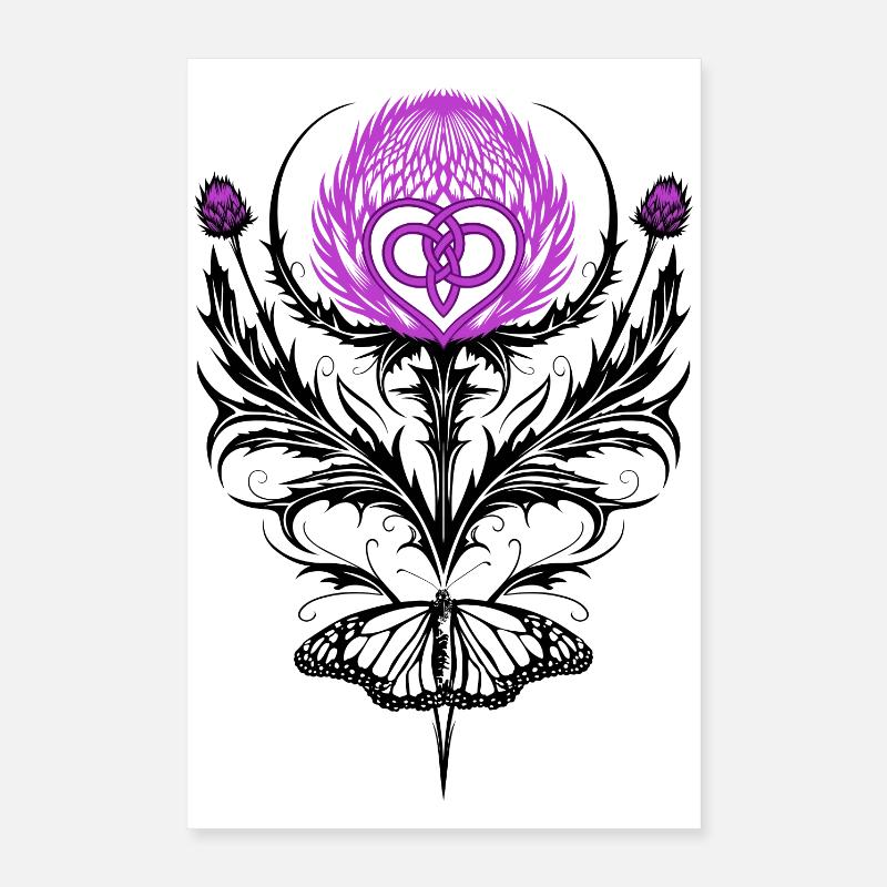 Distel mit Schmetterling Mutterknoten Poster 40x60 cm
