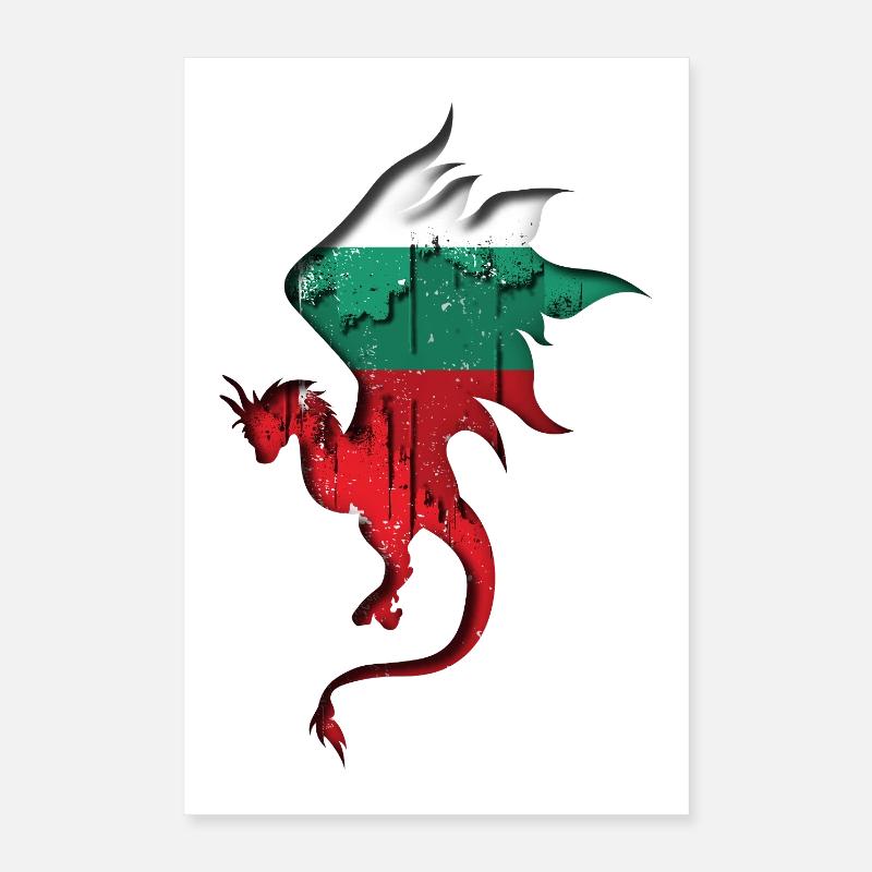 Drapeau de la Bulgarie - Bulgarie - Silhouette de dragon Poster 40 x 60 cm