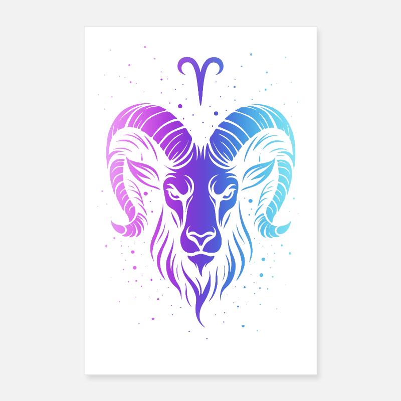 Widder: Neon-Tierkreisgeist Poster 40x60 cm