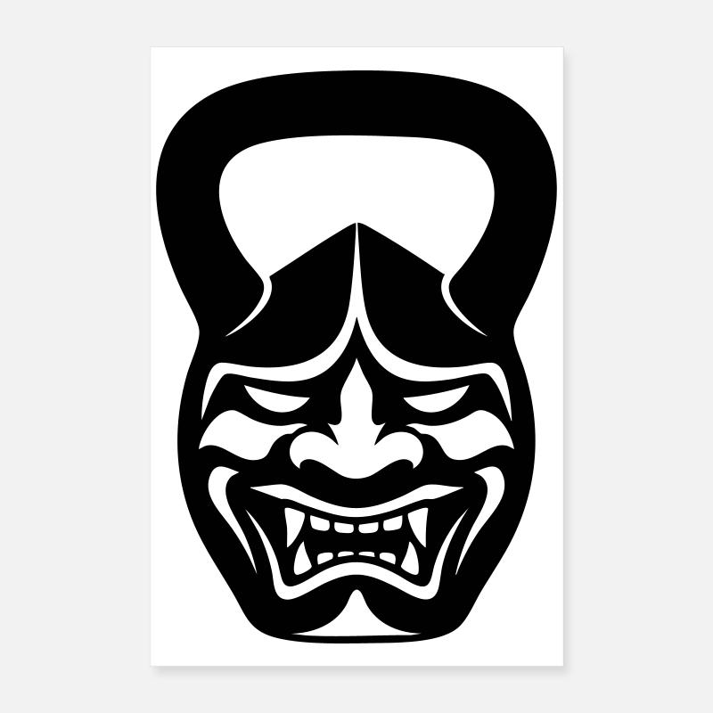 Gym Kettlebell Samurai Mask Poster 16" x 24" (40x60 cm)