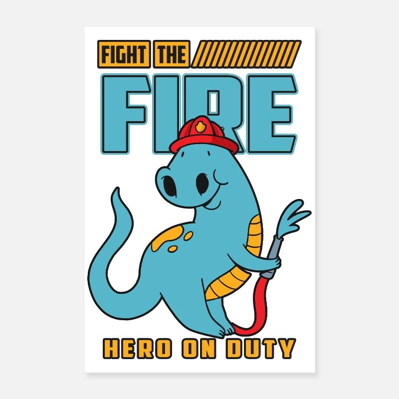 Dino Fire Brigade Poster 16" x 24" (40x60 cm)