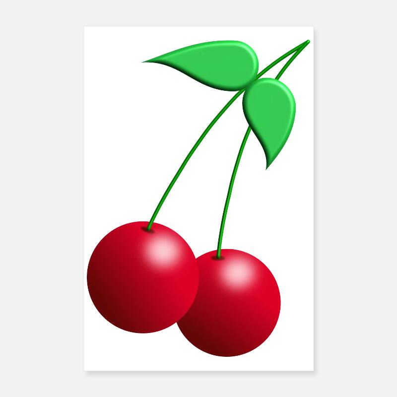 Zwillings Kirschen mit Blättern Poster 40x60 cm