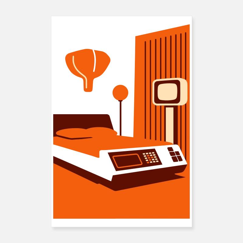 Spaceage Bedroom II - Poster 40x60 cm - Weiß