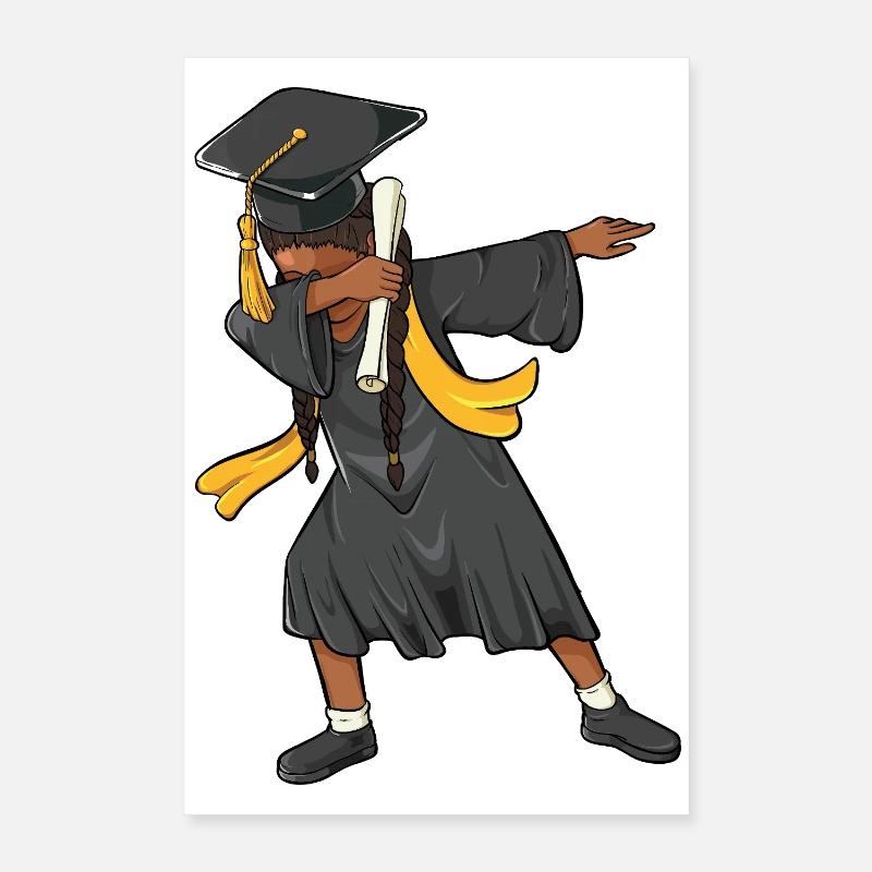 Afro Dabbing Mädchen Abschlussklasse 2026 Schwarzes Mädchen Poster 40x60 cm