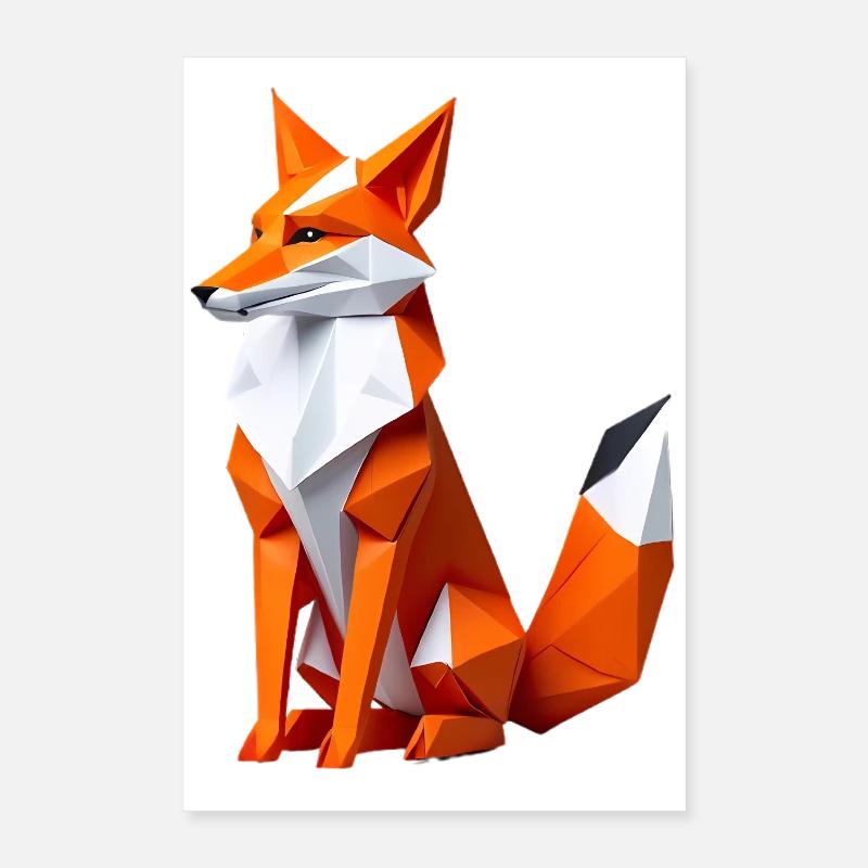 Volpe poligonale geometrica Poster 40x60 cm