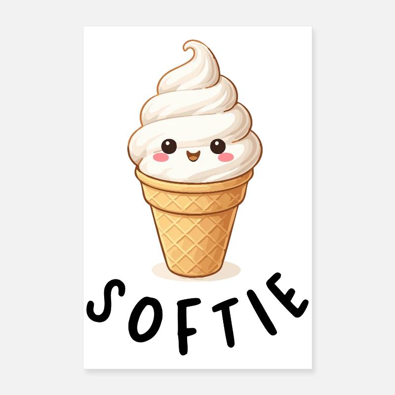 Glace Kawaii sur gaufre Poster 40 x 60 cm