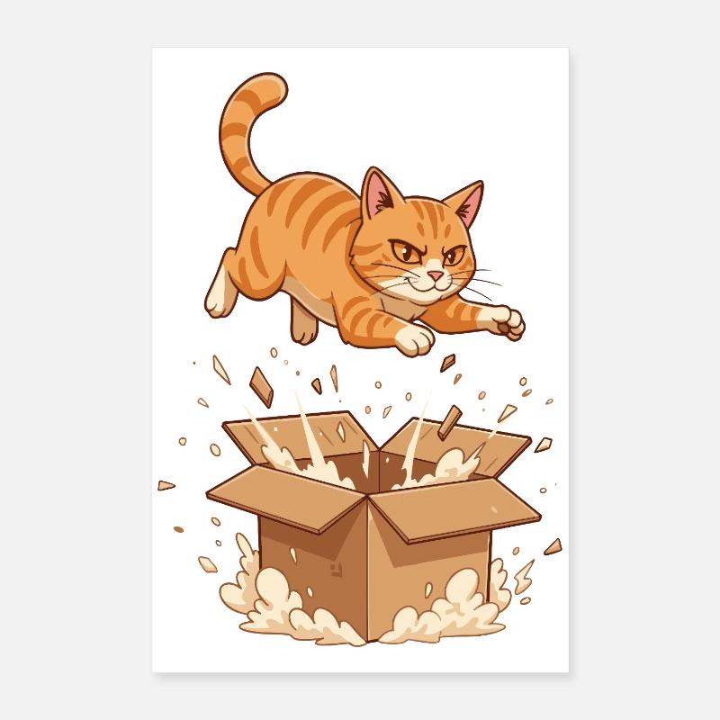 Katzensturm auf Kartonbox Cartoon Poster 40x60 cm