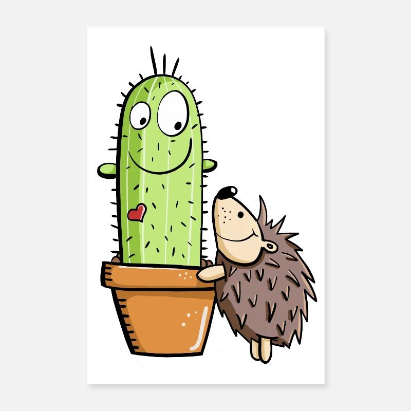 Igel Und Kaktus In Love Poster 40x60 cm