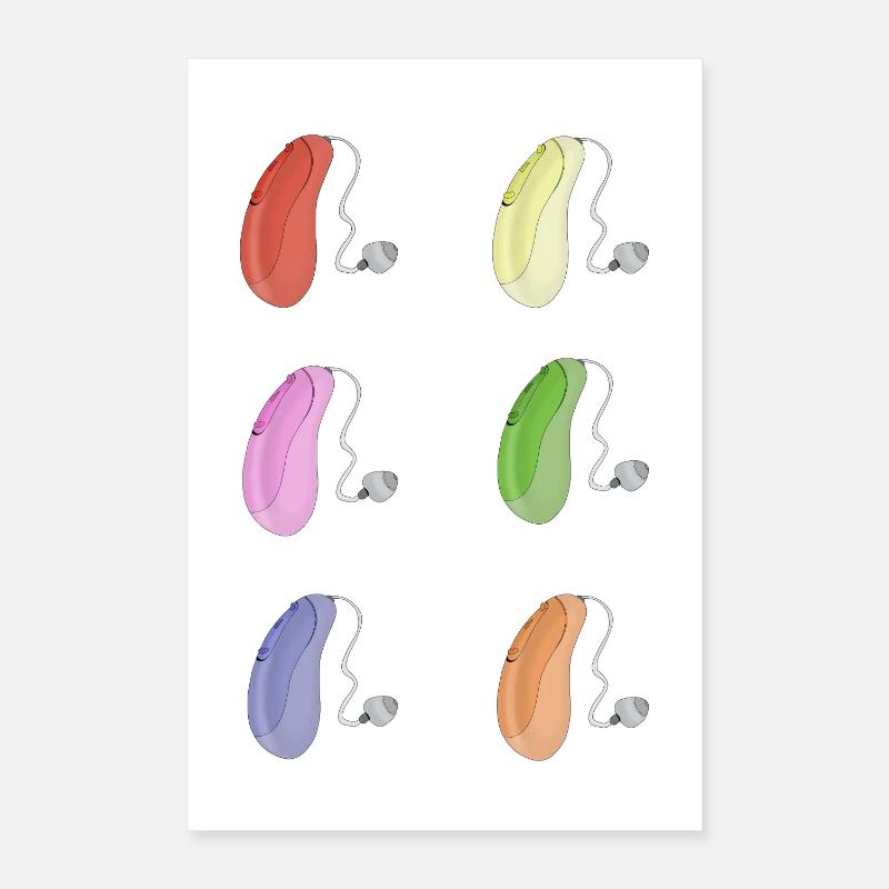 Aides auditives colorées Poster 40 x 60 cm