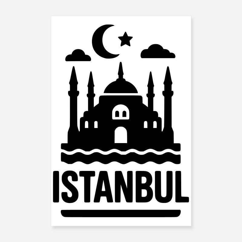 Istanbul Silhouette Landmark Poster 16" x 24" (40x60 cm)