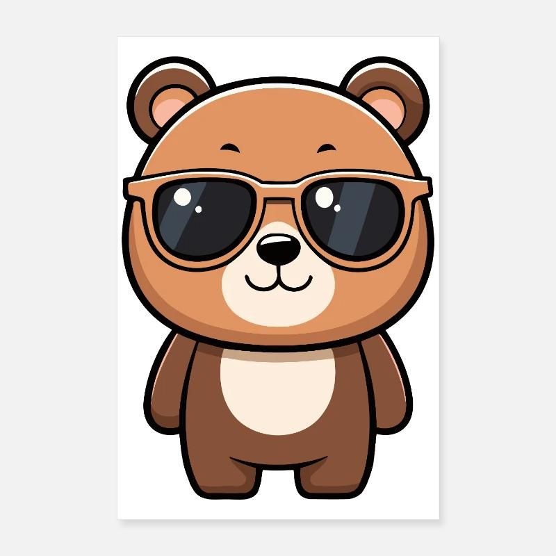 Ourson chic lunettes soleil Poster 40 x 60 cm