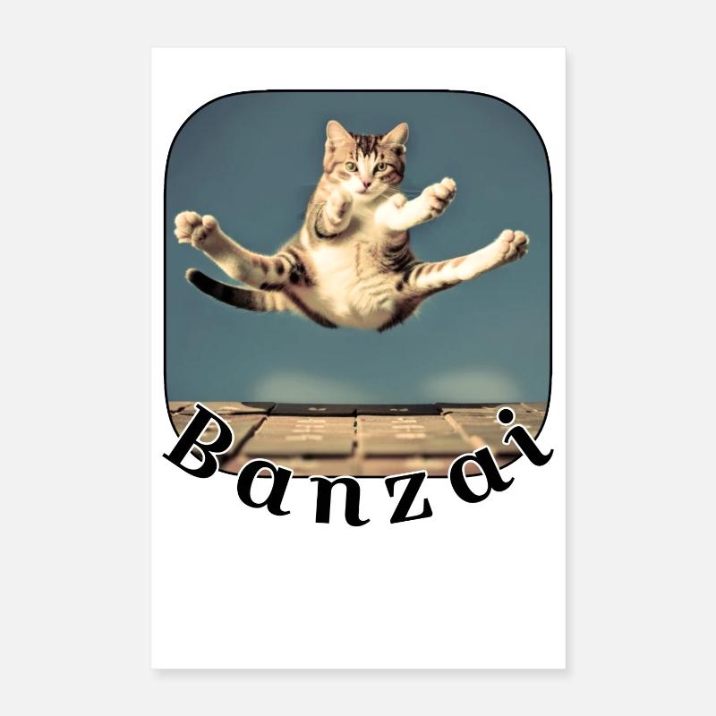 Jumping cat over keyboard Poster 16" x 24" (40x60 cm)