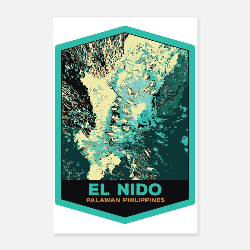 vue aérienne d'El Nido et bateaux pêche, Palawan Poster 40 x 60 cm