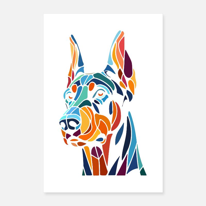 Tête de chien doberman Poster 40 x 60 cm