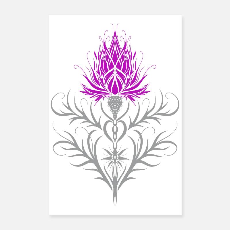 Distel Tattoo Scottish Thistle Botanical Art Poster 40x60 cm