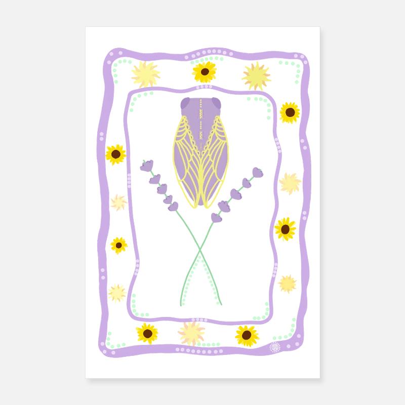 Summer Provence Vibes - Cicada and Lavender Poster 16" x 24" (40x60 cm)