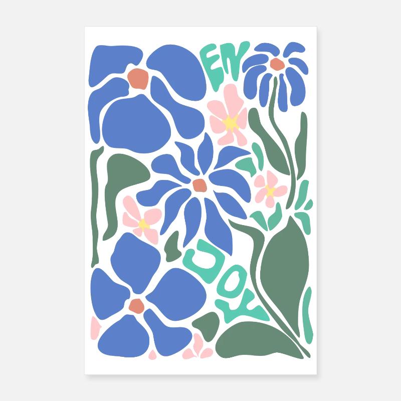 Gute Laune Blumen - blau Poster 40x60 cm