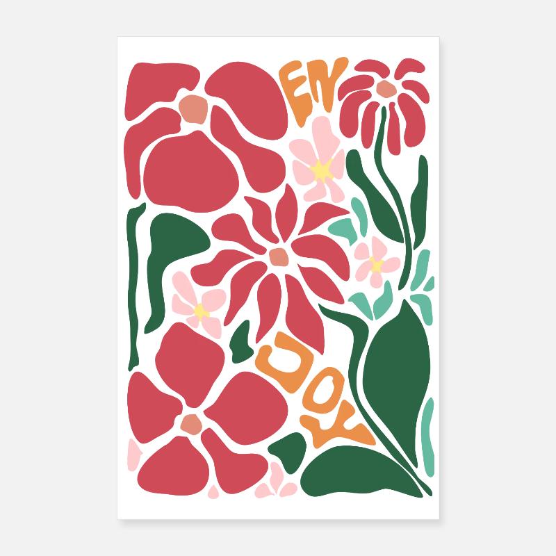 Fleurs de Bonne Humeur - Rouge Poster 40 x 60 cm