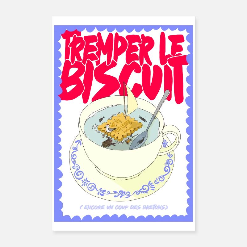 Tasse Thé Biscuits Pop Art Drôle Poster 40 x 60 cm