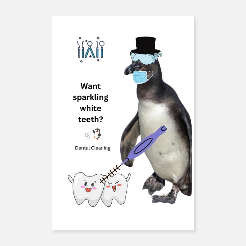 Funny Teeth Cleaning Design for Dental Practice Poster 16" x 24" (40x60 cm)
