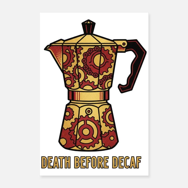 Death Before Decaf Moka Pot Cycling Tattoo Poster 16" x 24" (40x60 cm)