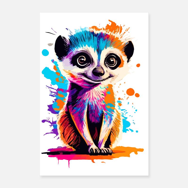 Erdmännchen Farbenfroh - Meerkat aus der Wüste Poster 40x60 cm