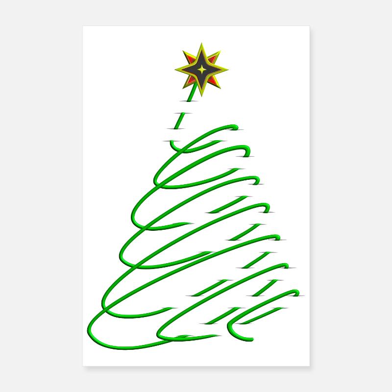 Weihnachtsbaum Spirale mit Stern Poster 40x60 cm
