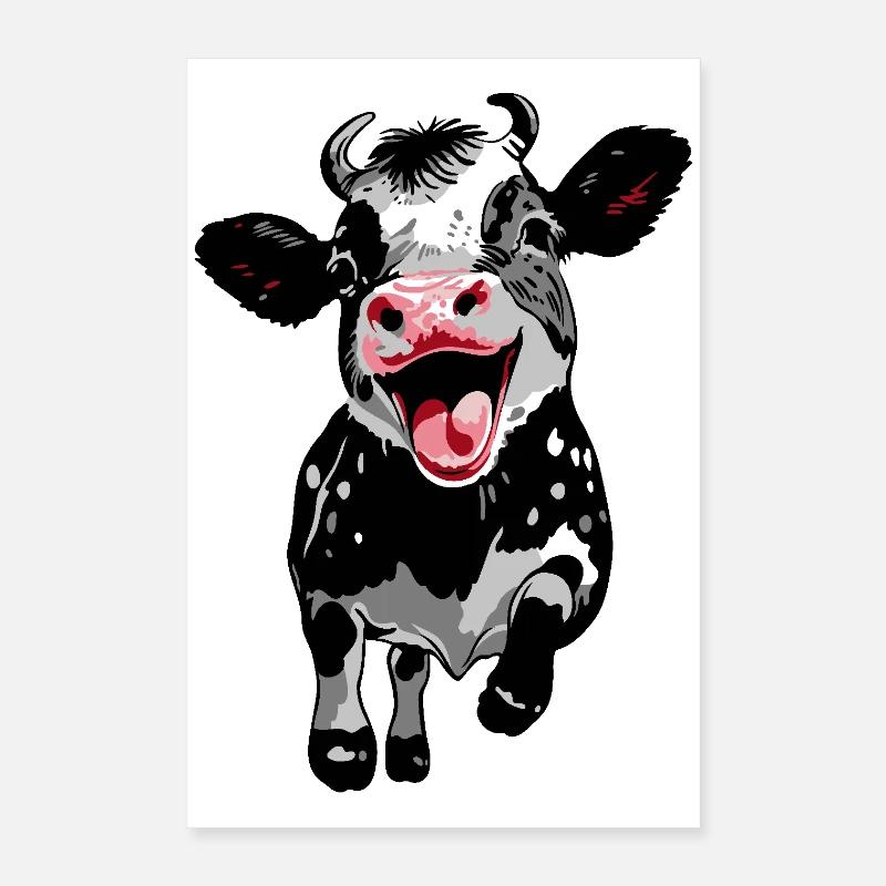 Springendes Kälbchen - Lustige Kuh Kalb Poster 40x60 cm