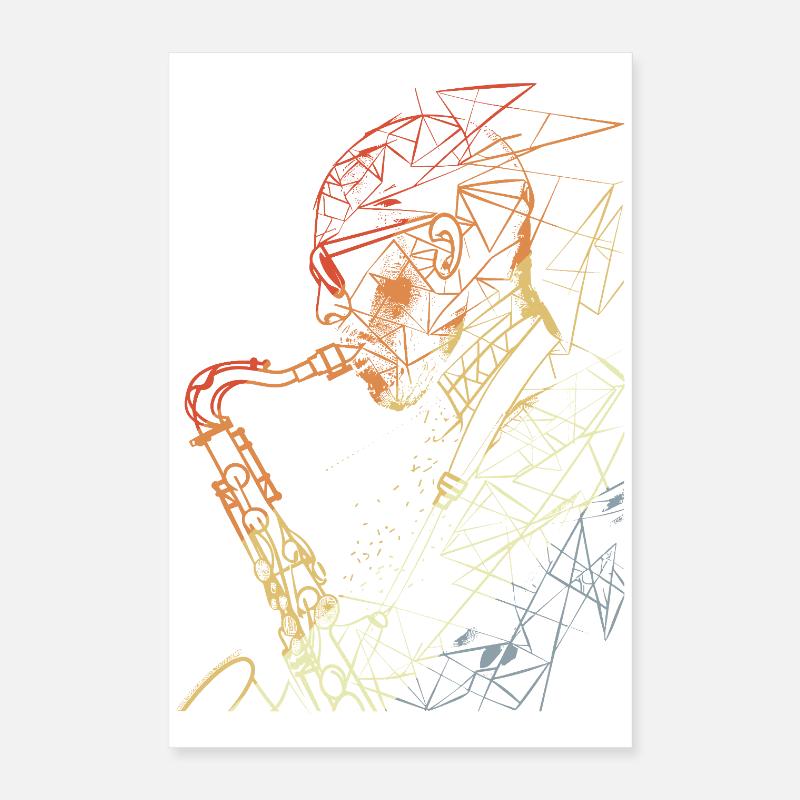 Saxophoniste Rétro Poster 40 x 60 cm