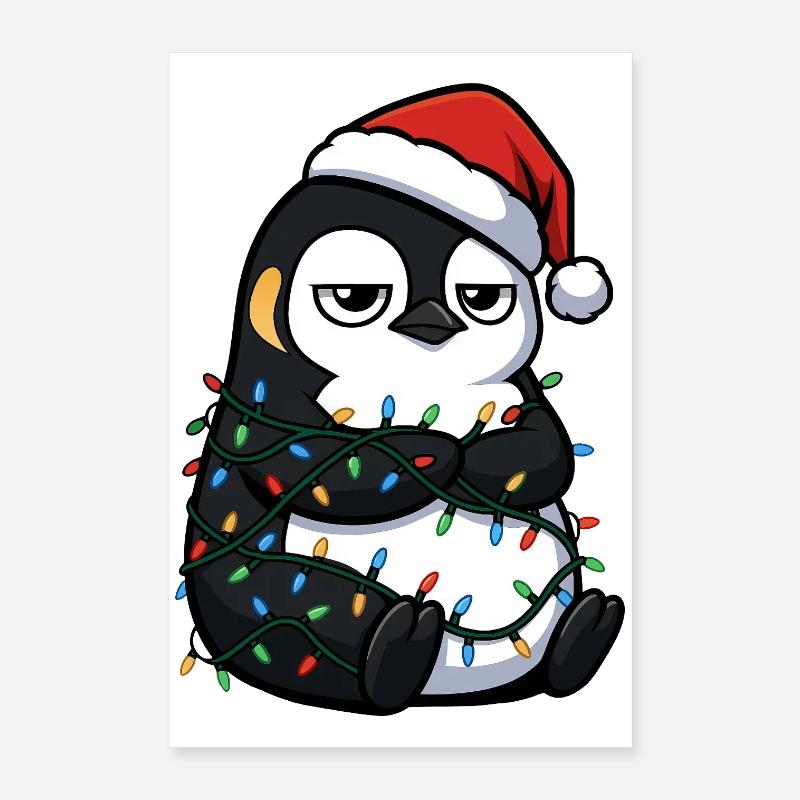 Grumpy Penguin Christmas Clumsy Santa Verhed Poster 16" x 24" (40x60 cm)