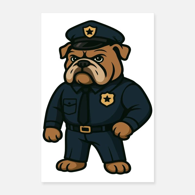Mascotte de bouledogue policier Application de la loi Design Poster 40 x 60 cm