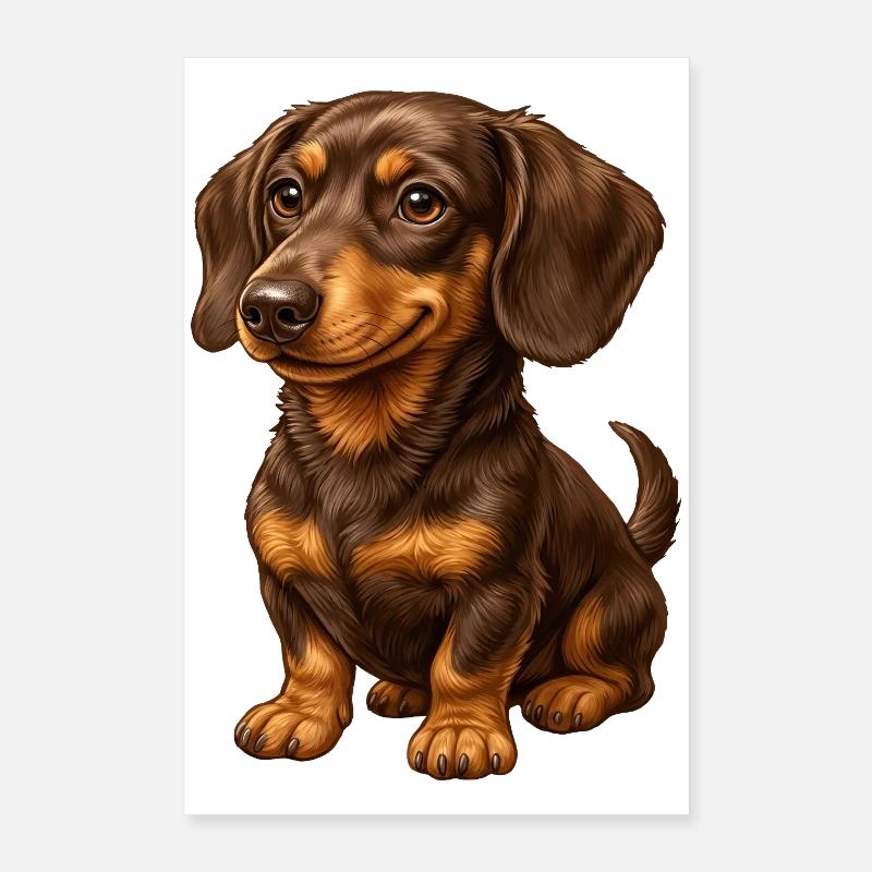 Ami loyal au teckel paisible assis paisiblement Poster 40 x 60 cm