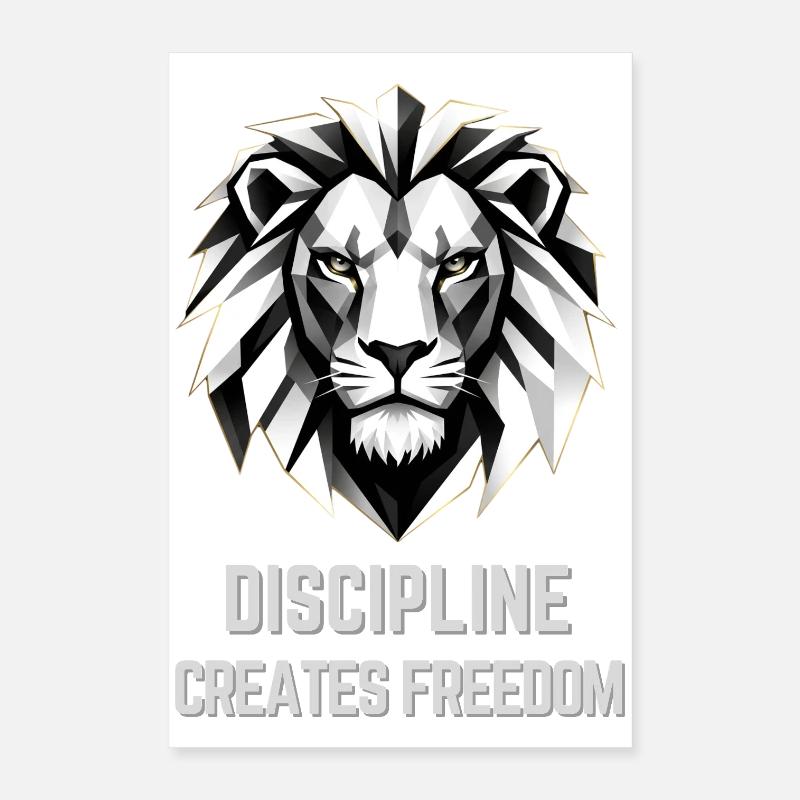 Discipline Creates Freedom Lion Poster 16" x 24" (40x60 cm)