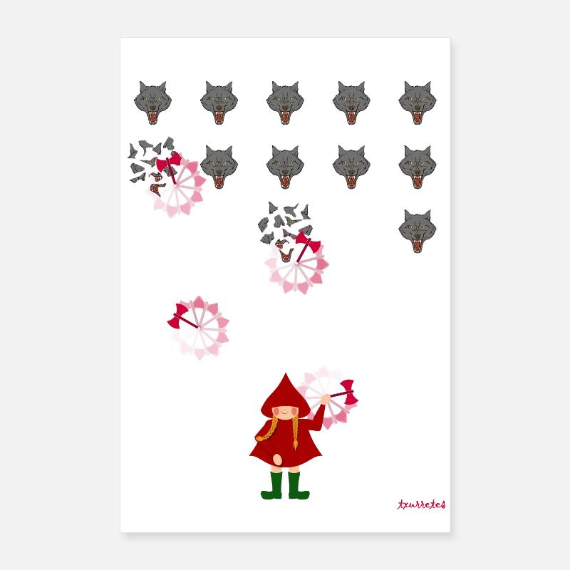 Rotkäppchen spielen - Poster 40x60 cm - Weiß