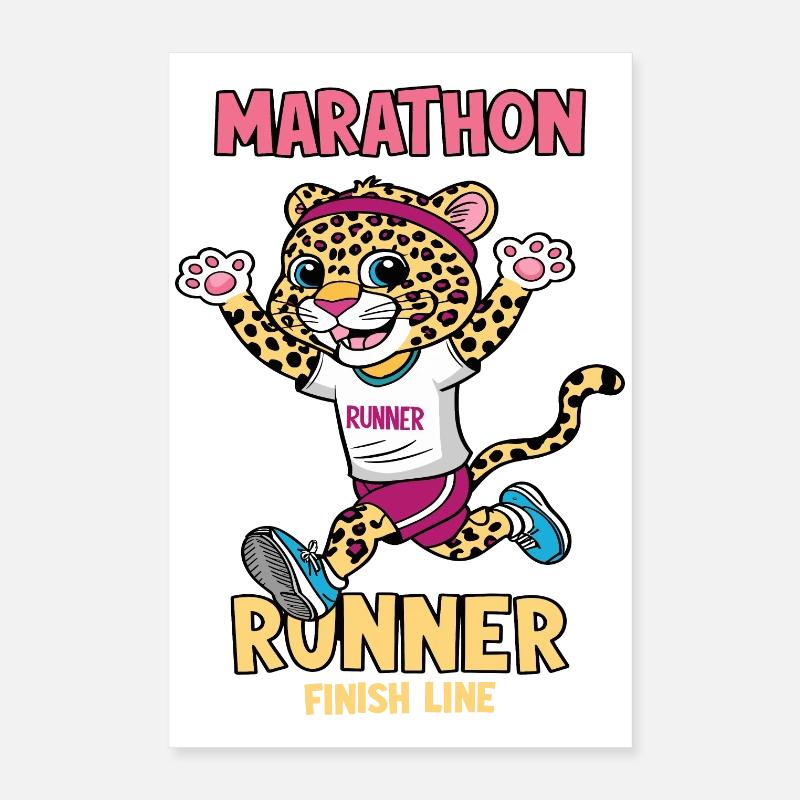 Leopard Marathon Läufer Poster 40x60 cm