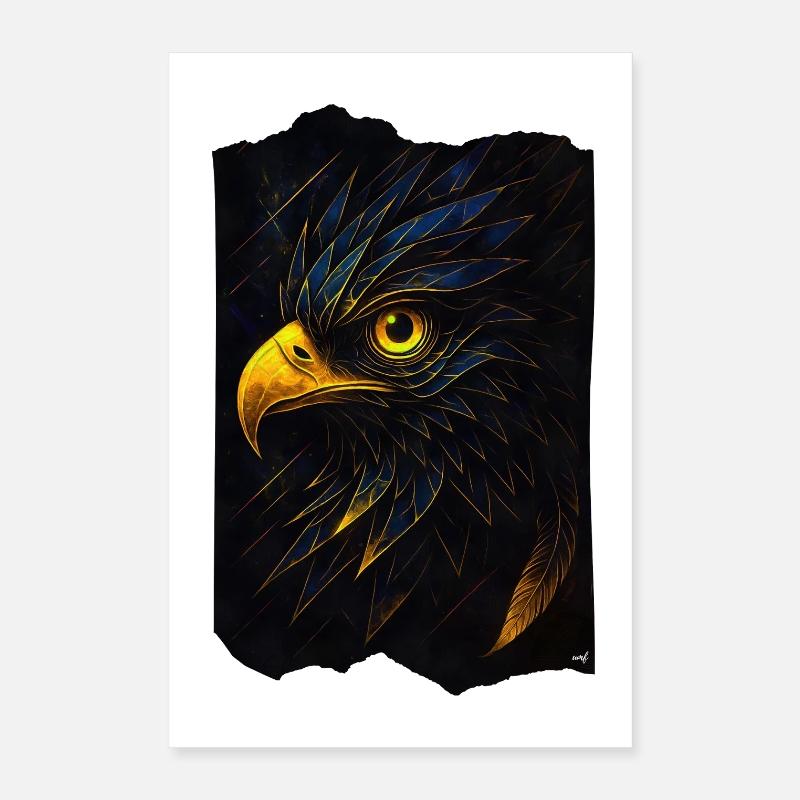 Glowing eagle's head in the dark Poster 16" x 24" (40x60 cm)