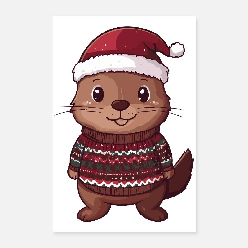 Noël du castor Poster 40 x 60 cm