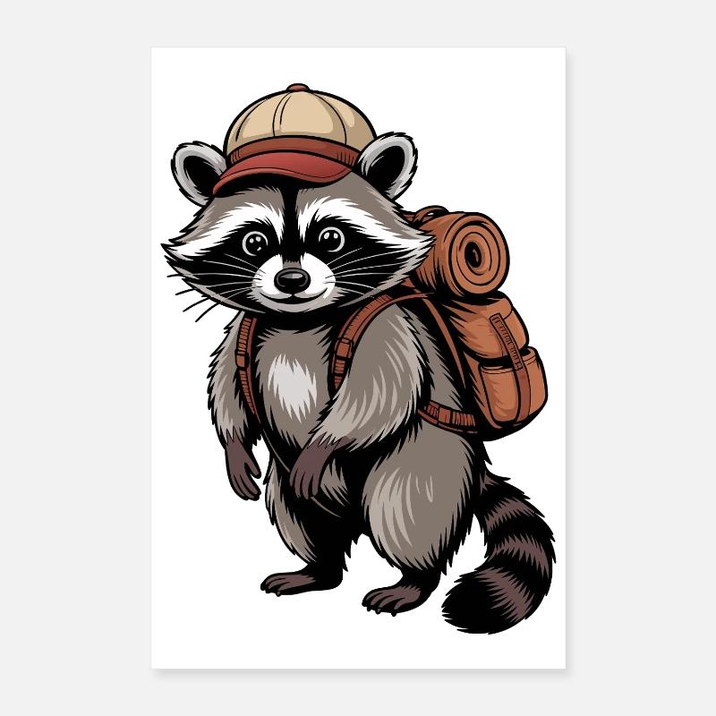 Conception de la randonnée avec les ratons laveurs Poster 40 x 60 cm