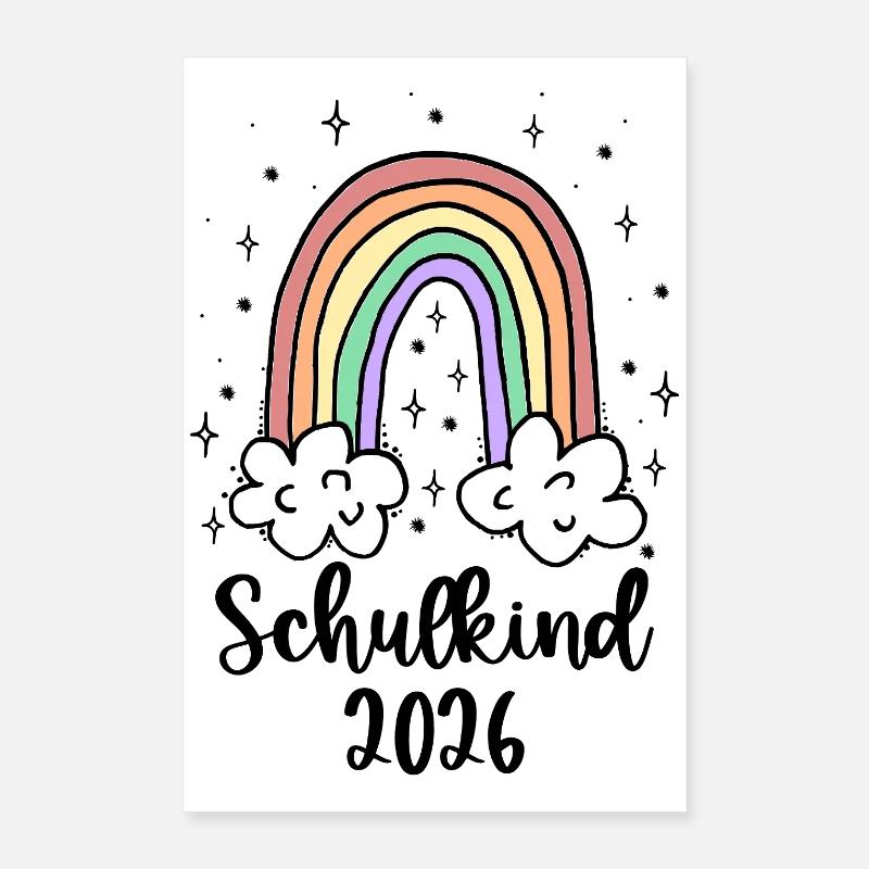Schulkind 2026 Einschulung Mädchen Regenbogen Poster 40x60 cm