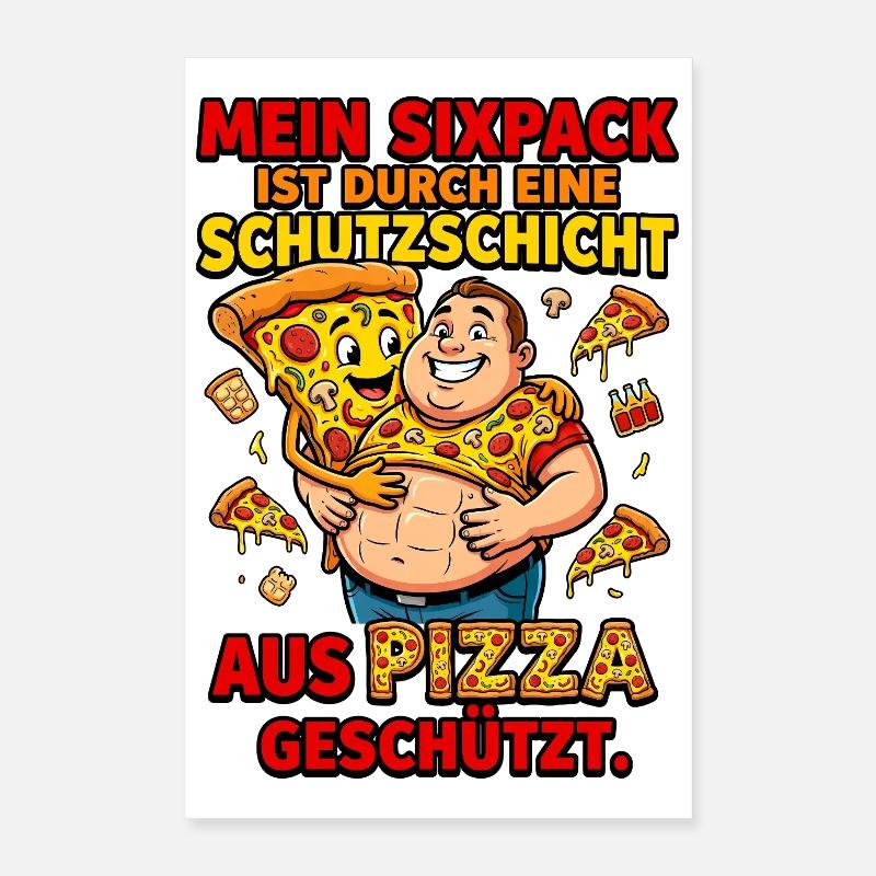 Pizza Sixpack Schutzschicht Meme Poster 40x60 cm