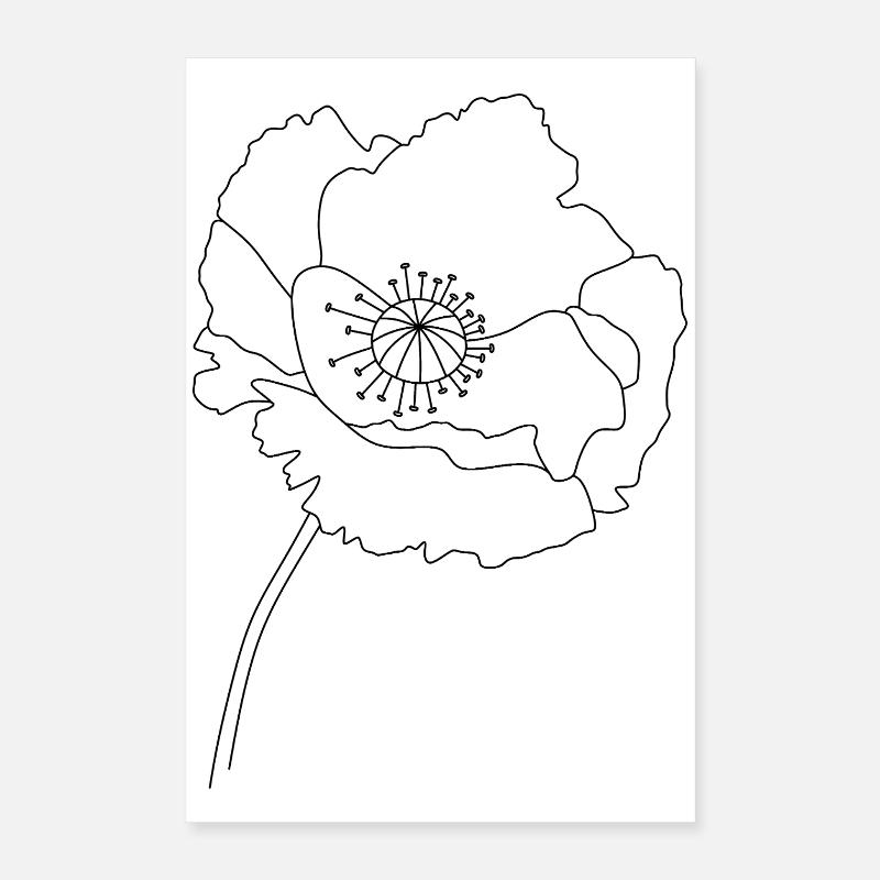 Silhouette de fleur de pavot Poster 40 x 60 cm
