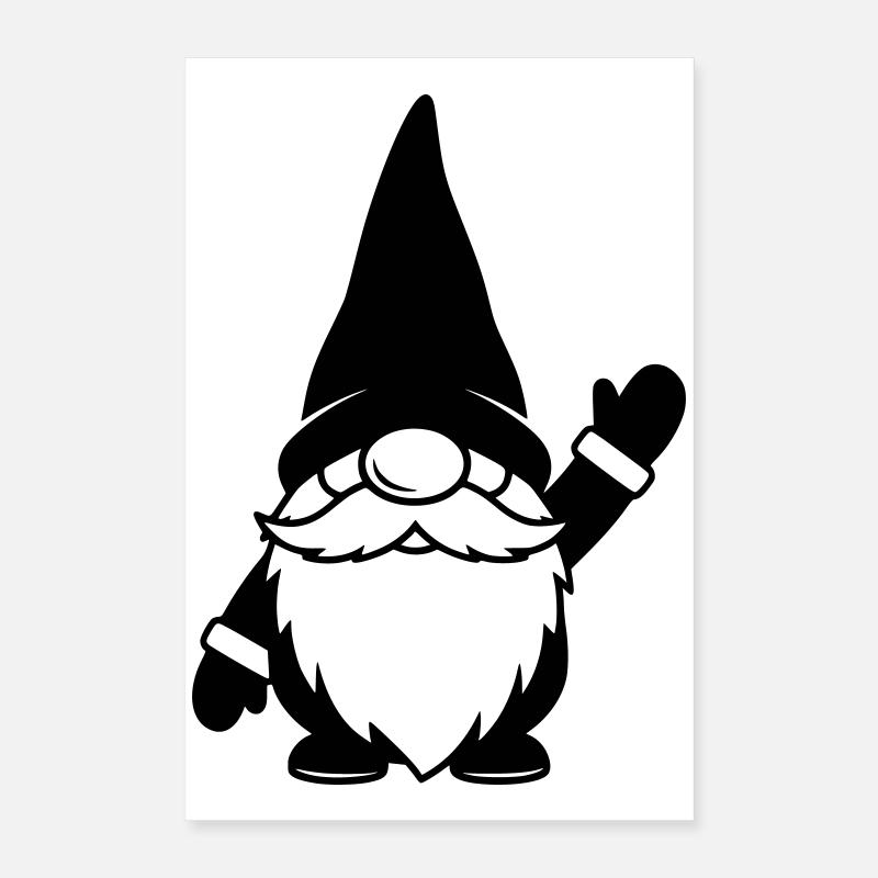 Funny gnome waving illustration Poster 16" x 24" (40x60 cm)